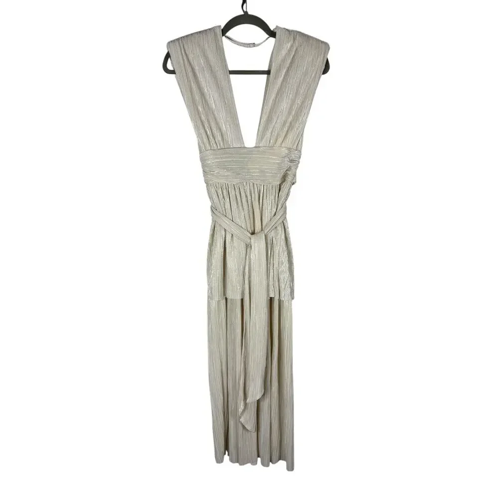 Sabina Musayev Ophelia Dress Pleated Shimmer Bridal Cocktail Party Regency S - Picture 4 of 11